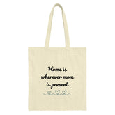 Mom Tote Bag, Home is Where Mom Is, Gift for Mom, Mothers Day Present, Family Love, Everyday Bag, Shopping Bag, Book Bag - Tawshia